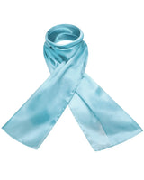 100% Mulberry Silk Luxurious Multiuse Scarf - Light Blue Color on White Background