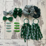 Green Gin Gin Bow Hair Clip Set displayed in 16PCS Gingham Check School Girl Hair Accessories Set