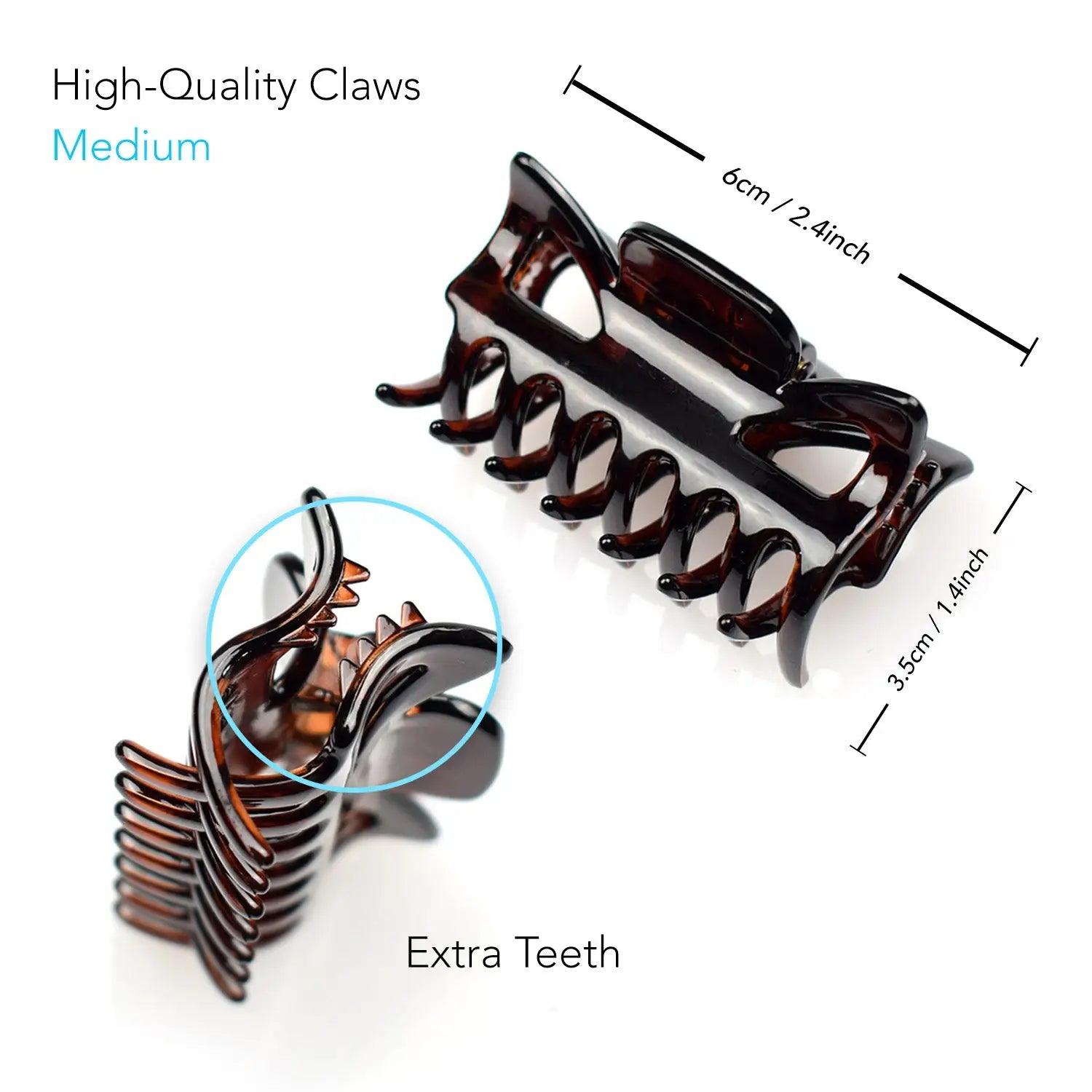 Essential Hair Claw Clips Set, brown and black, 4pcs, 6cm