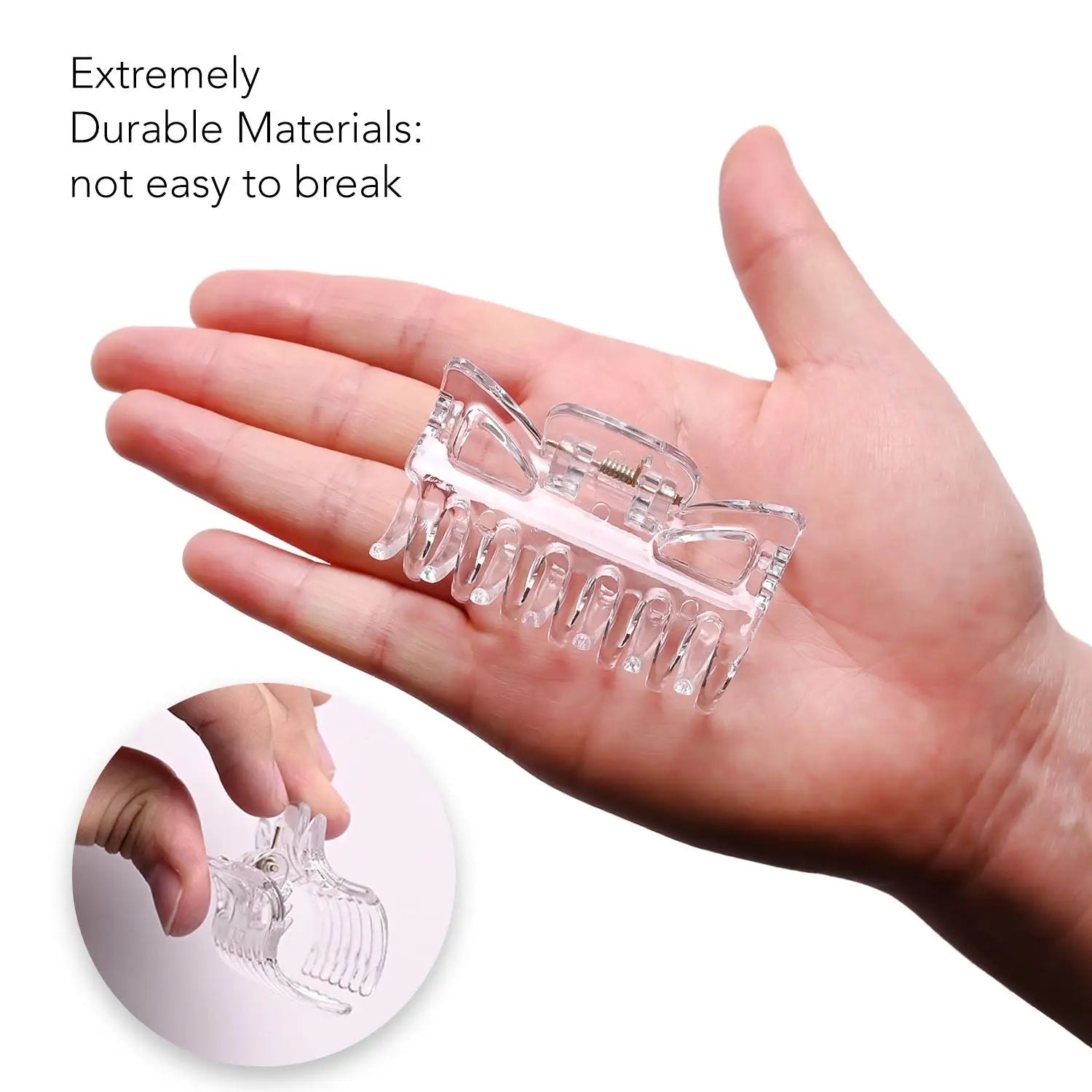 Essential Hair Claw Clips Set - Clear plastic bottle with small bottles inside