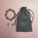 Boho rhinestone bracelet set with bag, earrings.