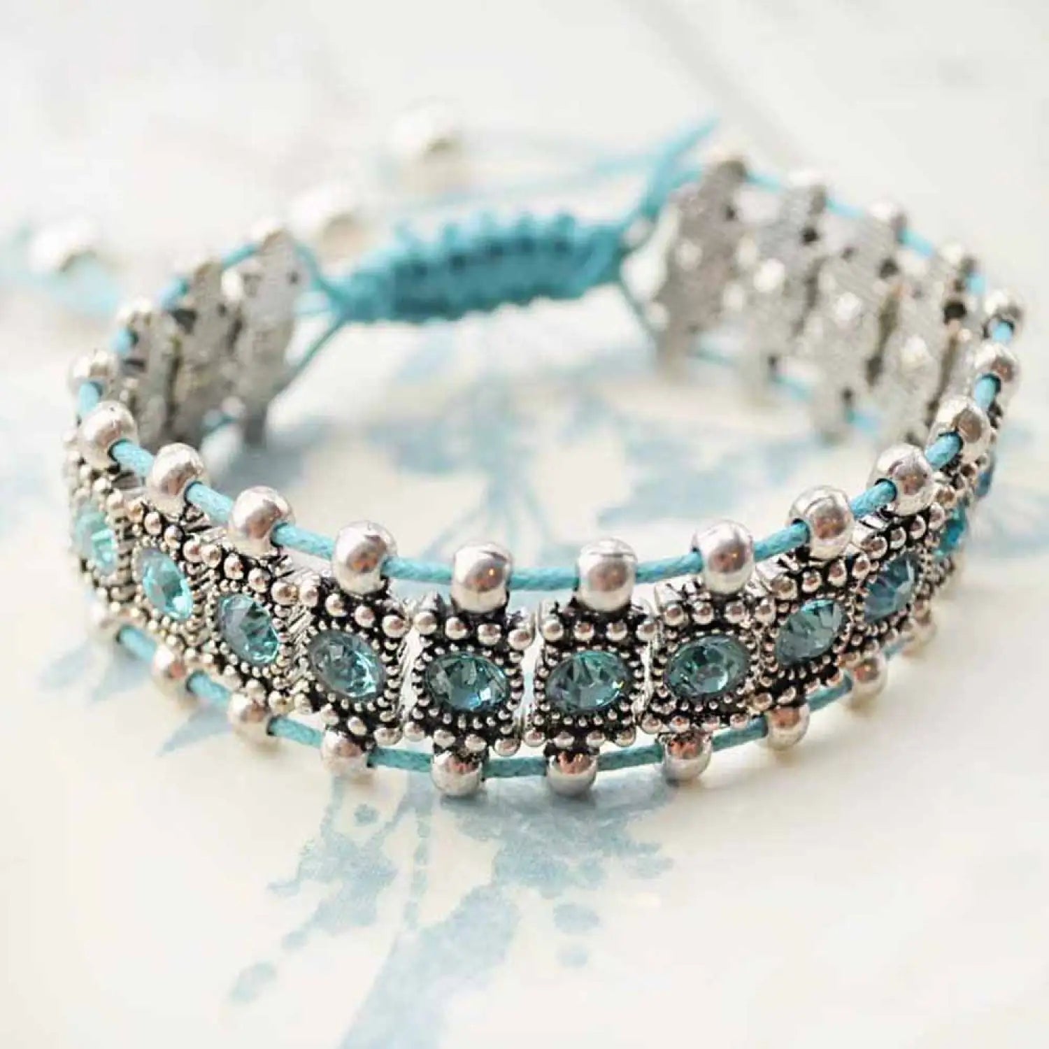Boho rhinestone elastic bead bracelets with colorful beads