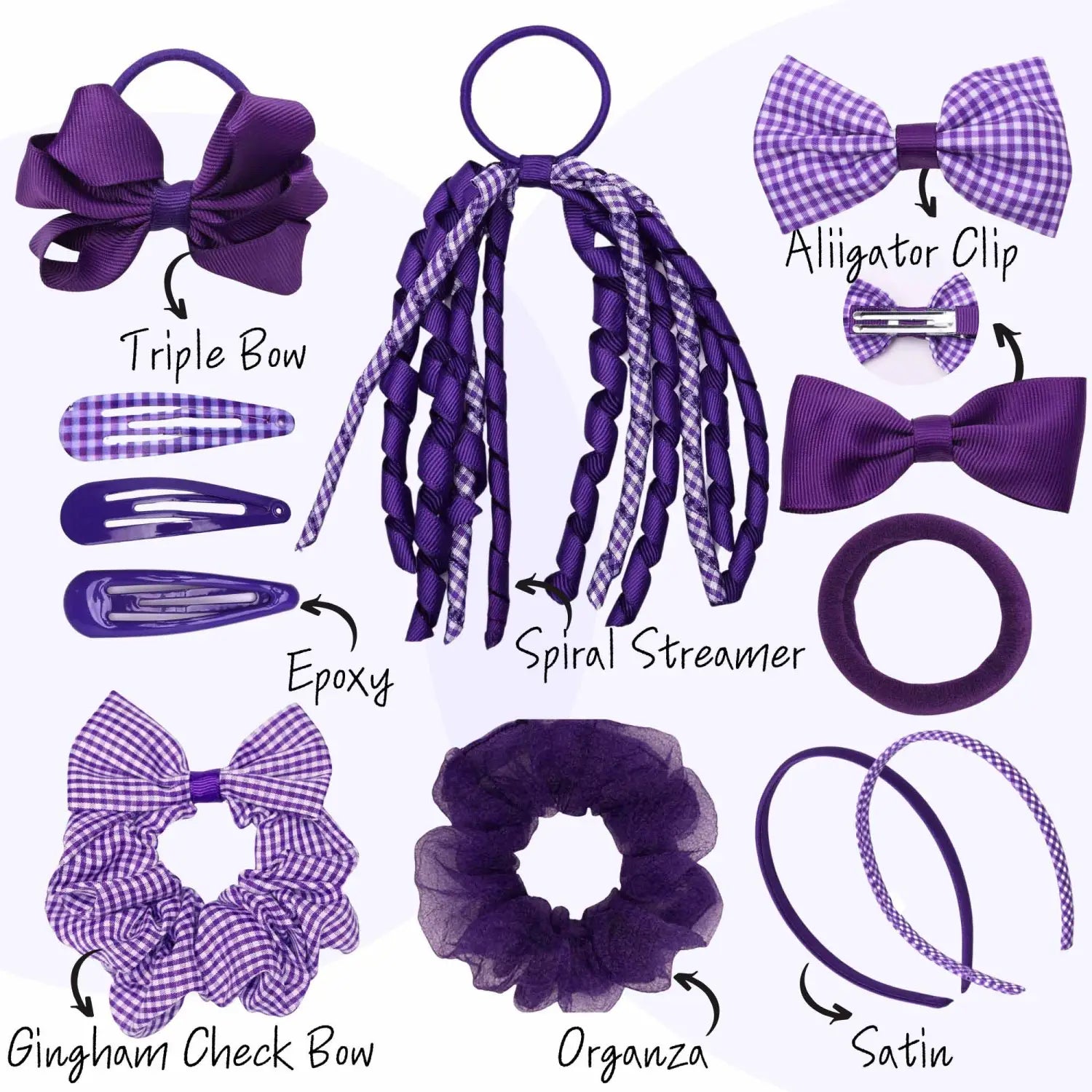 23PCS Gingham Check School Girl Hair Accessories Set - Hair Accessory Set