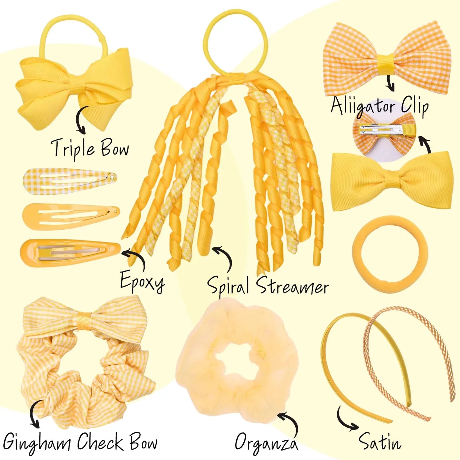 23PCS Gingham Check School Girl Hair Accessories Set - Hair Accessory Set