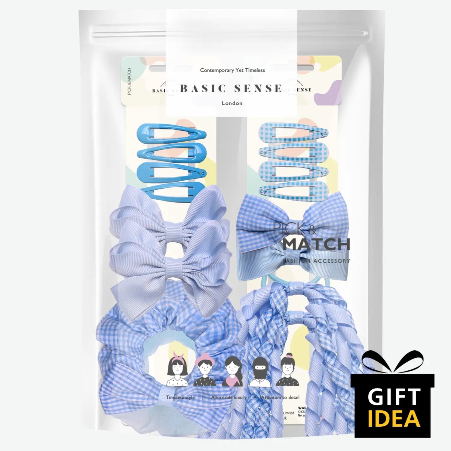 23PCS Gingham Check School Girl Hair Accessories Set - Hair Accessory Set