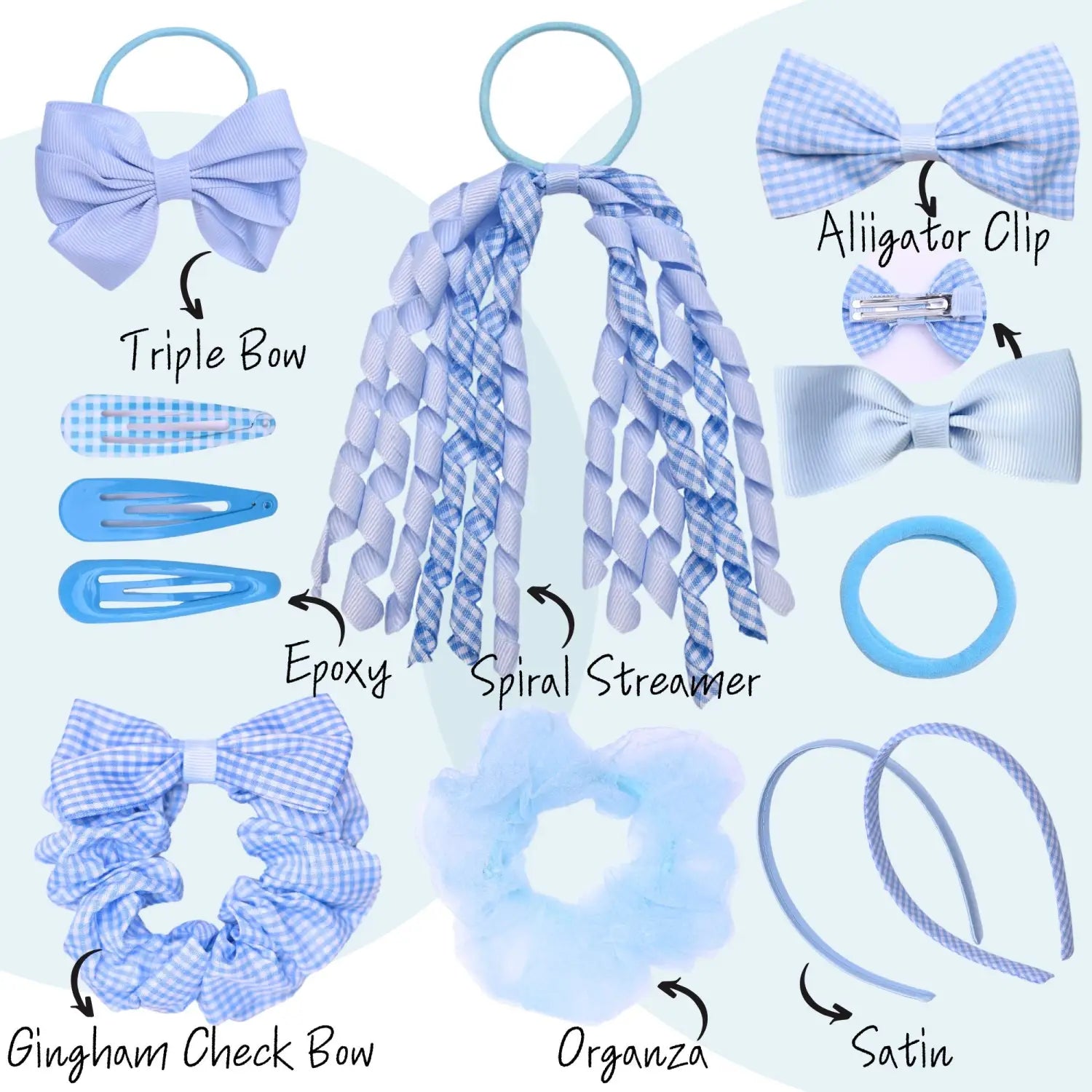 23PCS Gingham Check School Girl Hair Accessories Set - Hair Accessory Set