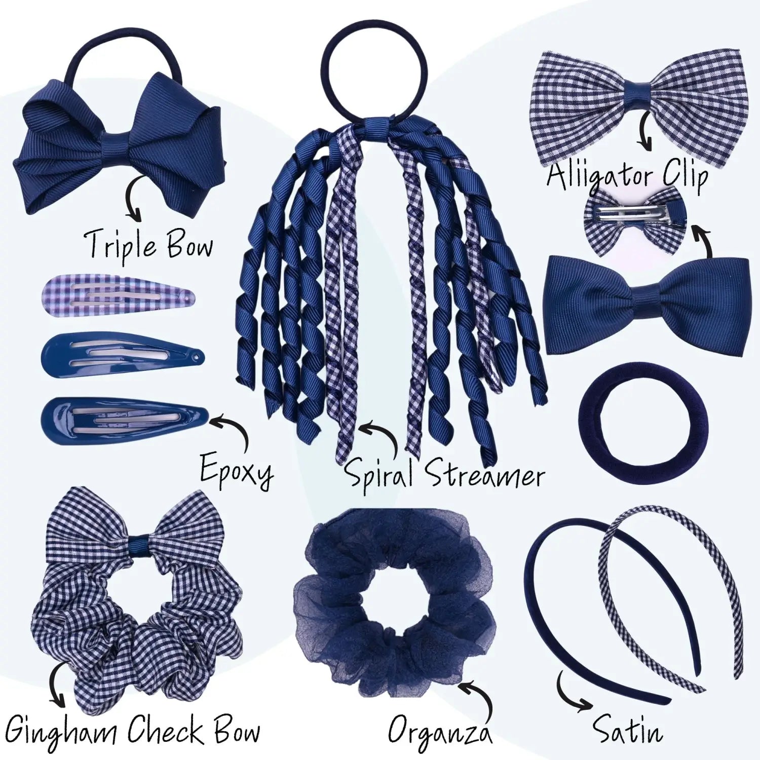 23PCS Gingham Check School Girl Hair Accessories Set - Hair Accessory Set
