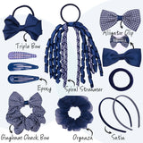 23PCS Gingham Check School Girl Hair Accessories Set - Hair Accessory Set