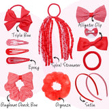 23PCS Gingham Check School Girl Hair Accessories Set - Hair Accessory Set