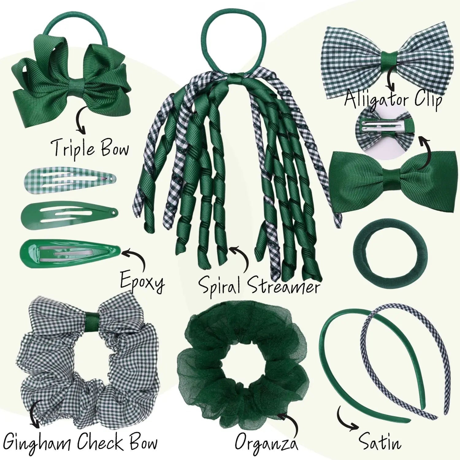 23PCS Gingham Check School Girl Hair Accessories Set - Hair Accessory Set