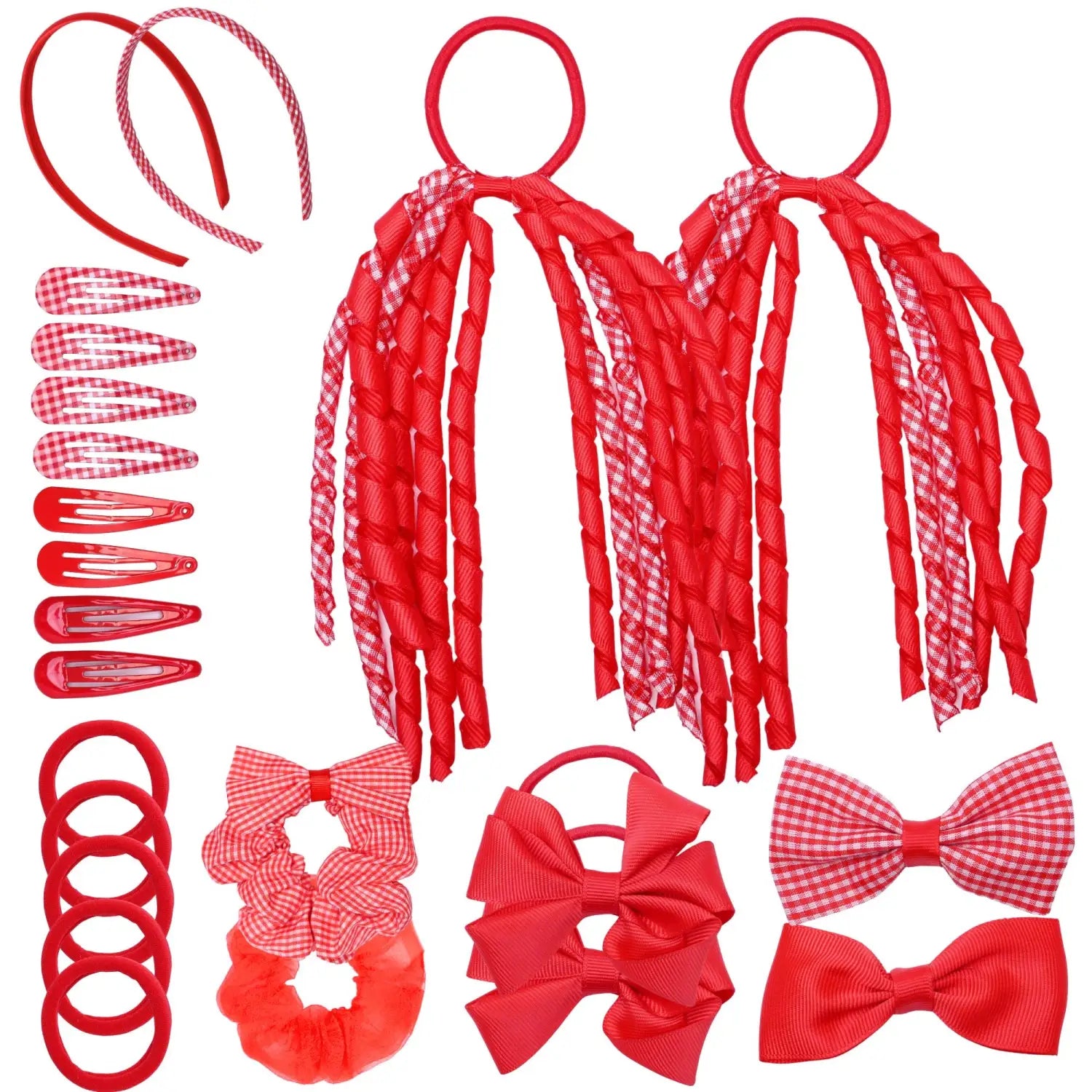 23PCS Gingham Check School Girl Hair Accessories Set - Hair Accessory Set