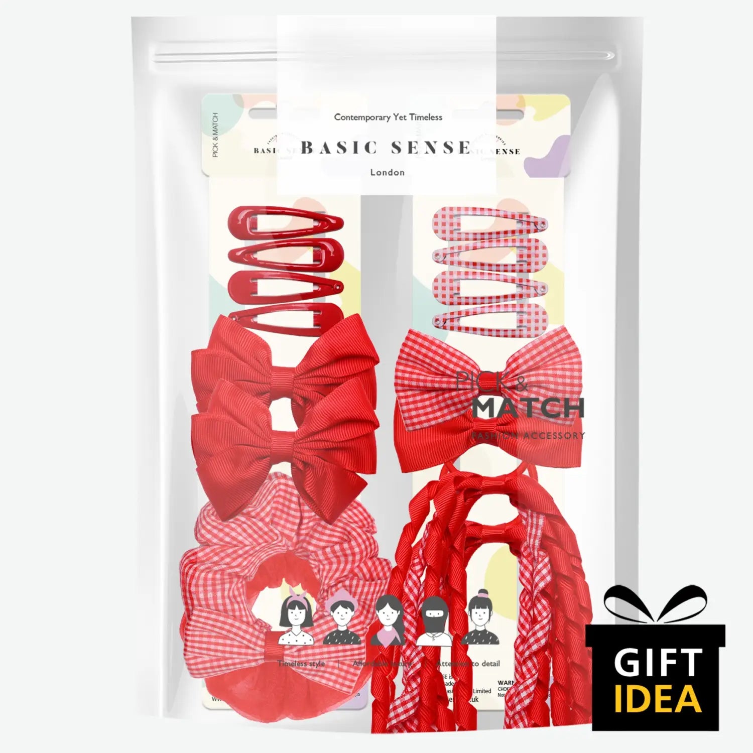 23PCS Gingham Check School Girl Hair Accessories Set - Hair Accessory Set