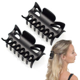 Essential Hair Claw Clips Set - 2pcs Black Plastic Hair Clips for Women