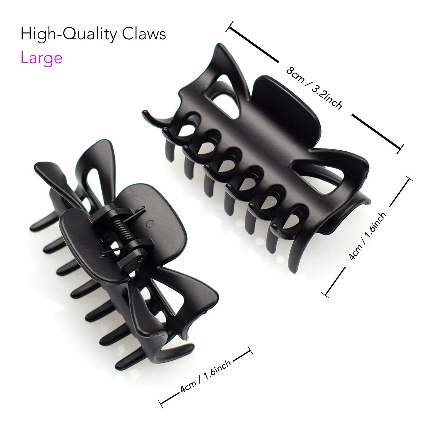Essential Hair Claw Clips Set, 8cm - 2pcs, Black Hair Clips - 5 inches