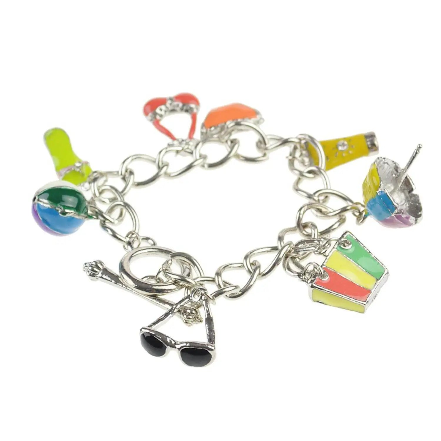 Colorful charm bracelet from 3 pack metal charm bracelets - Your Perfect Summer Accessory.