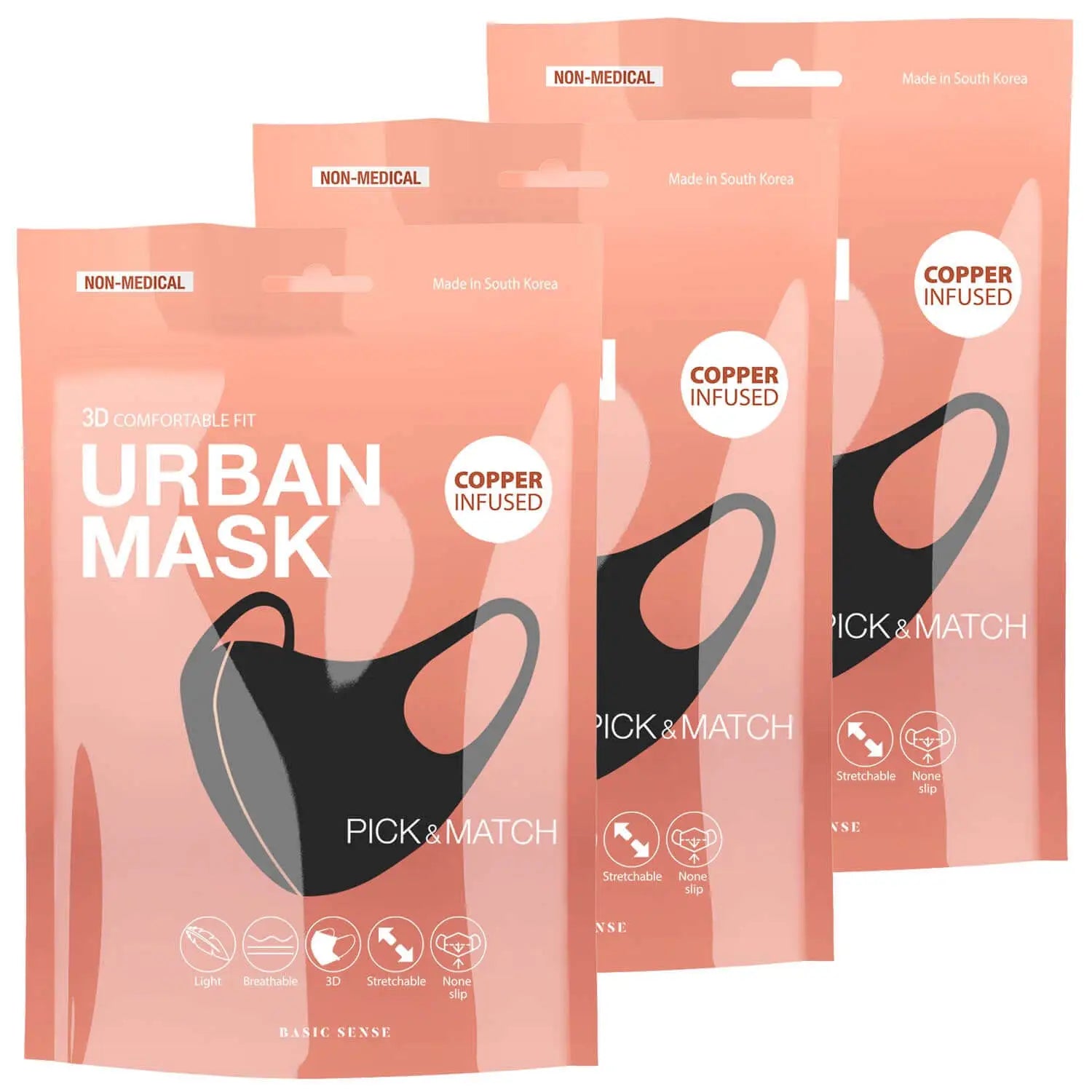 3 pack of Copper-Infused Face Masks with Filter
