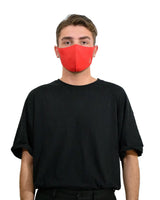 3D copper infused face mask covering for stylish protection with a man wearing a red mask.
