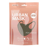 Black urban mask with copper-infused protection from 3D mask cover.