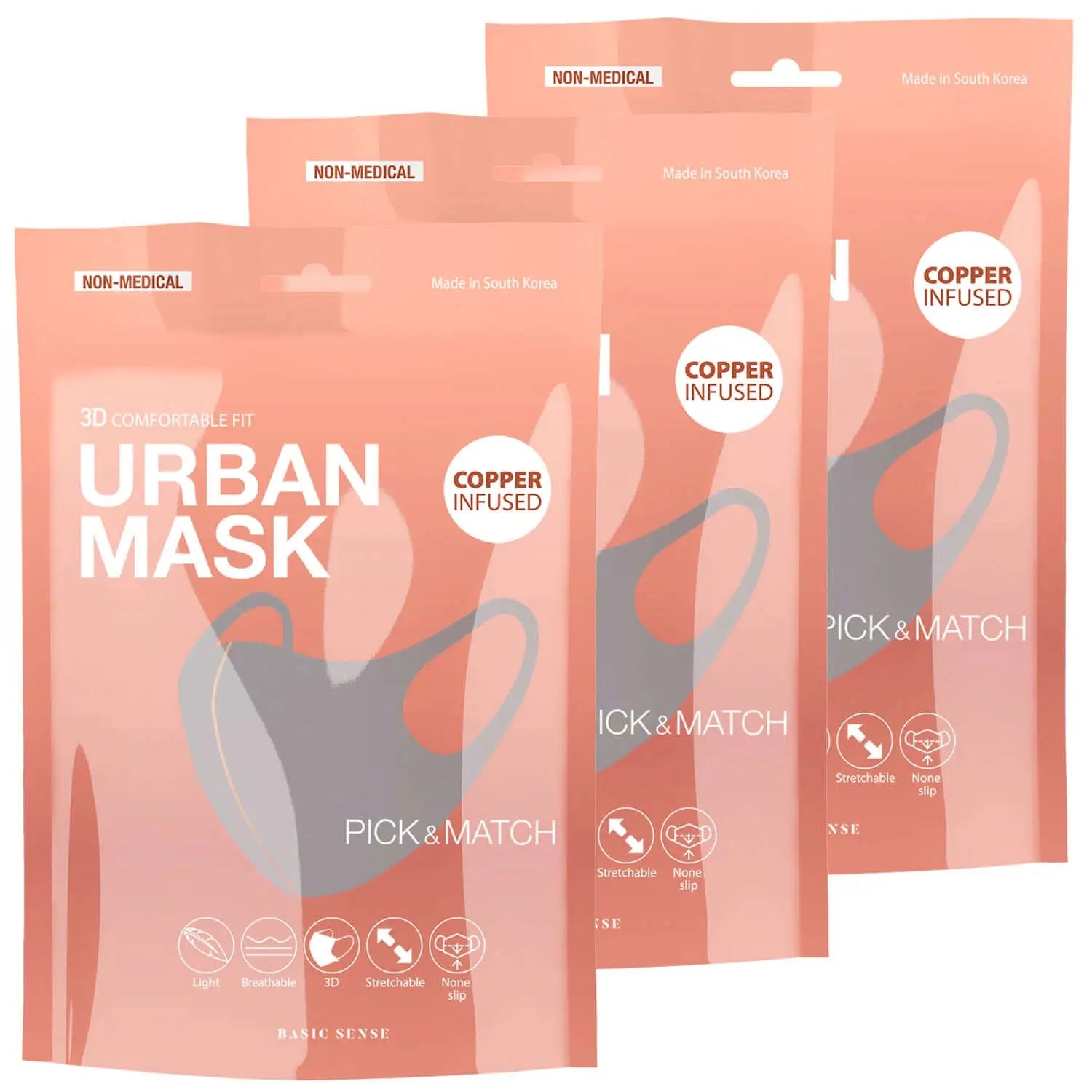 3 pack of copper infused face masks for men - 3D Copper-Infused Face Mask Covering for Stylish Protection