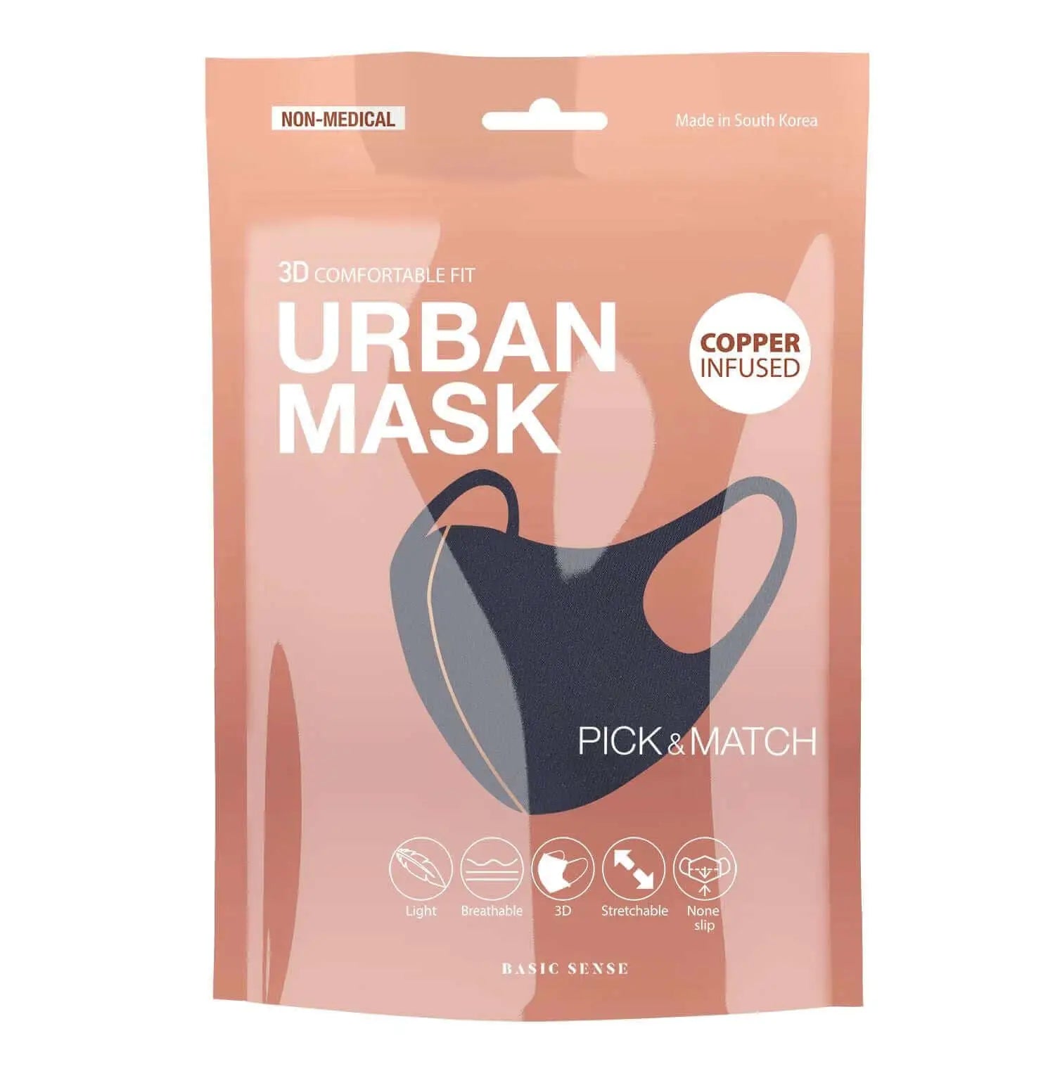 3D Copper-Infused Black Urban Mask for Stylish Protection