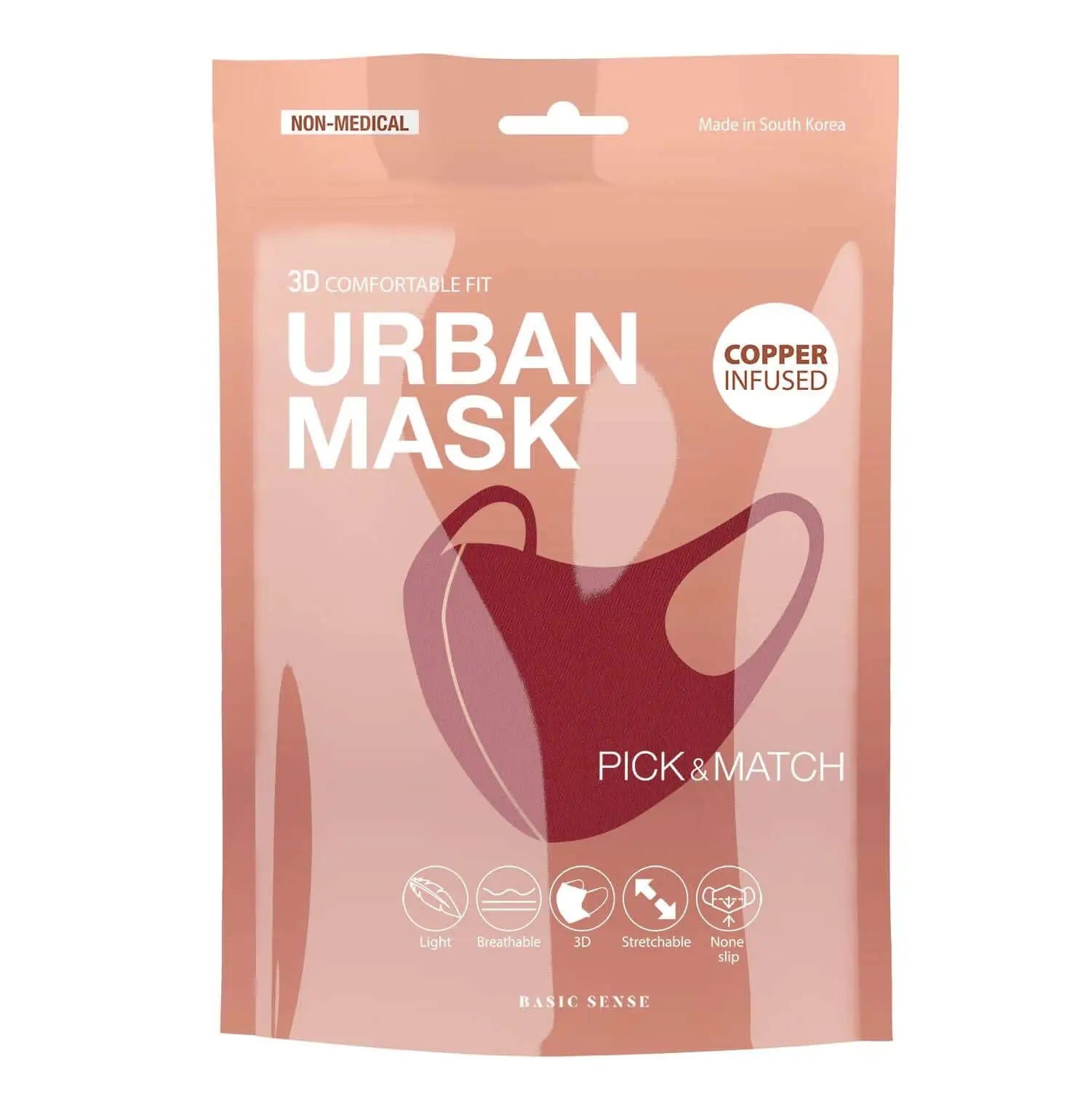 Urban mask in pink match for stylish protection, copper infused.