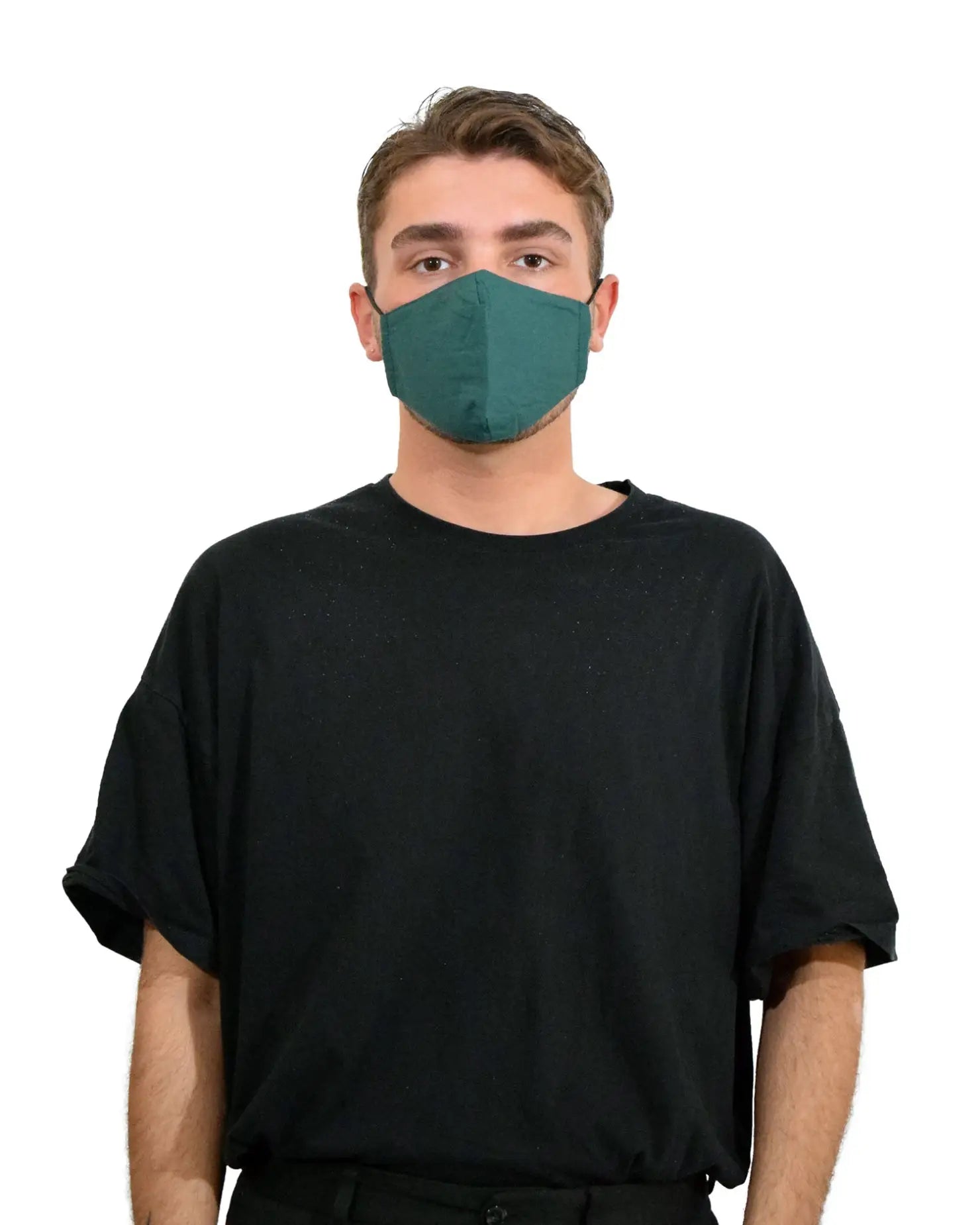 Man wearing cotton fashion face mask from 3D Design 100% Cotton Fashion Face Mask Covering.