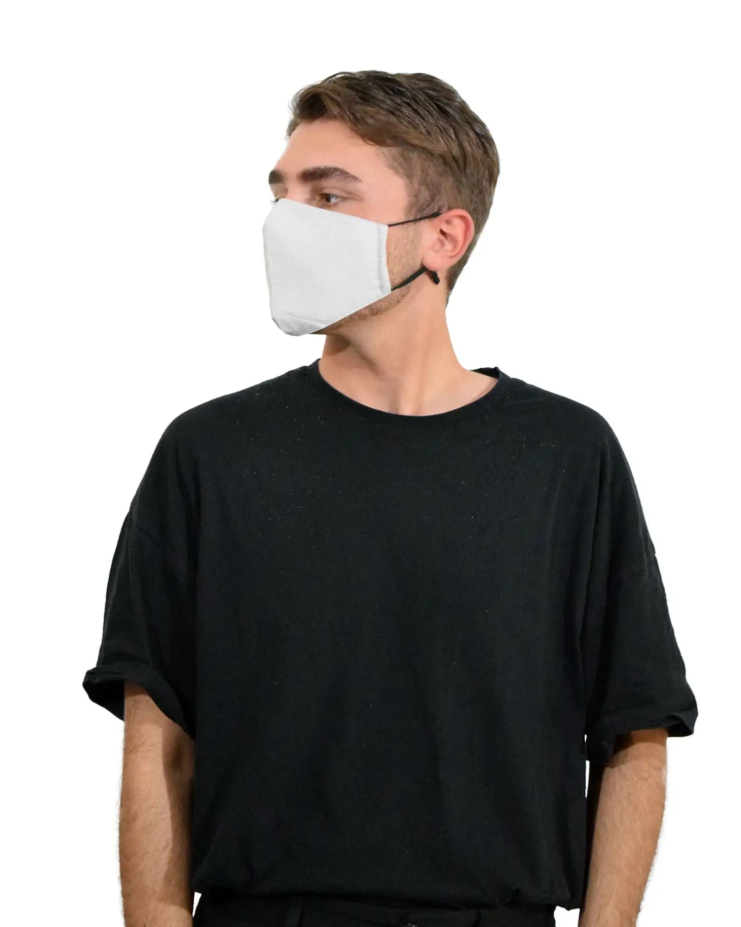 Man wearing 3D Design 100% Cotton Fashion Face Mask Covering.