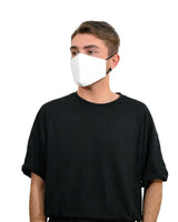 Man wearing cotton fashion face mask, product named 3D Design 100% Cotton Fashion Face Mask Covering.