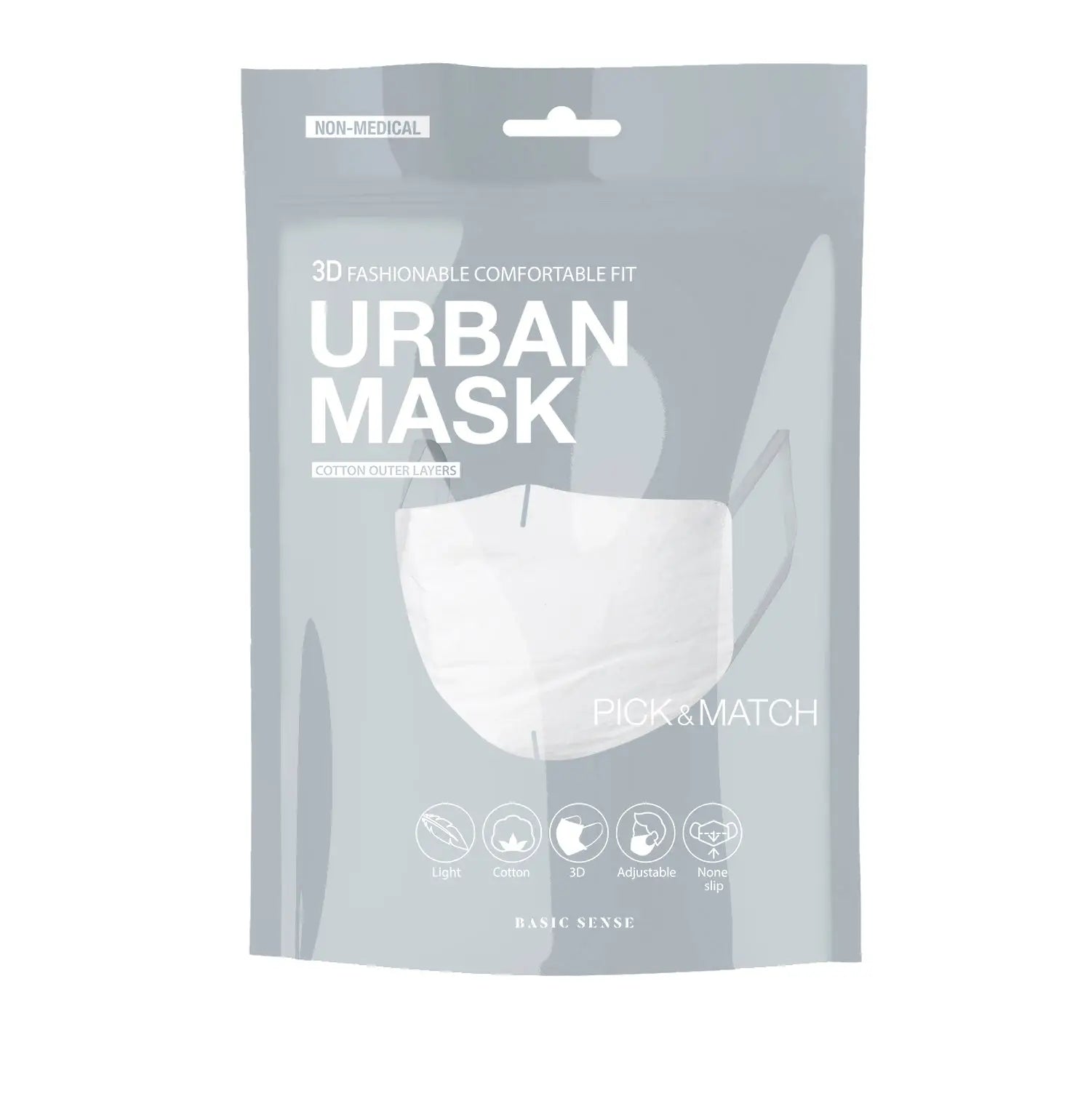 White cotton fashion face mask cover with 3D design.