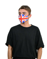 Man wearing British flag fashion face mask - 3D Design 100% Cotton