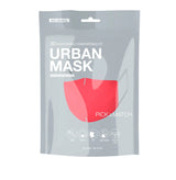 Close-up of red cotton fashion face mask bag on white background