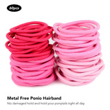 Pink soft elastic hair bands, metal free hairband alternative, 3mm hair ties - Ponytail holders, 60 pieces
