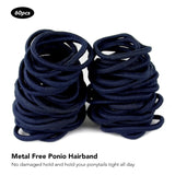 3mm Soft Elastic Hair Ties in Blue - 60 Pieces
