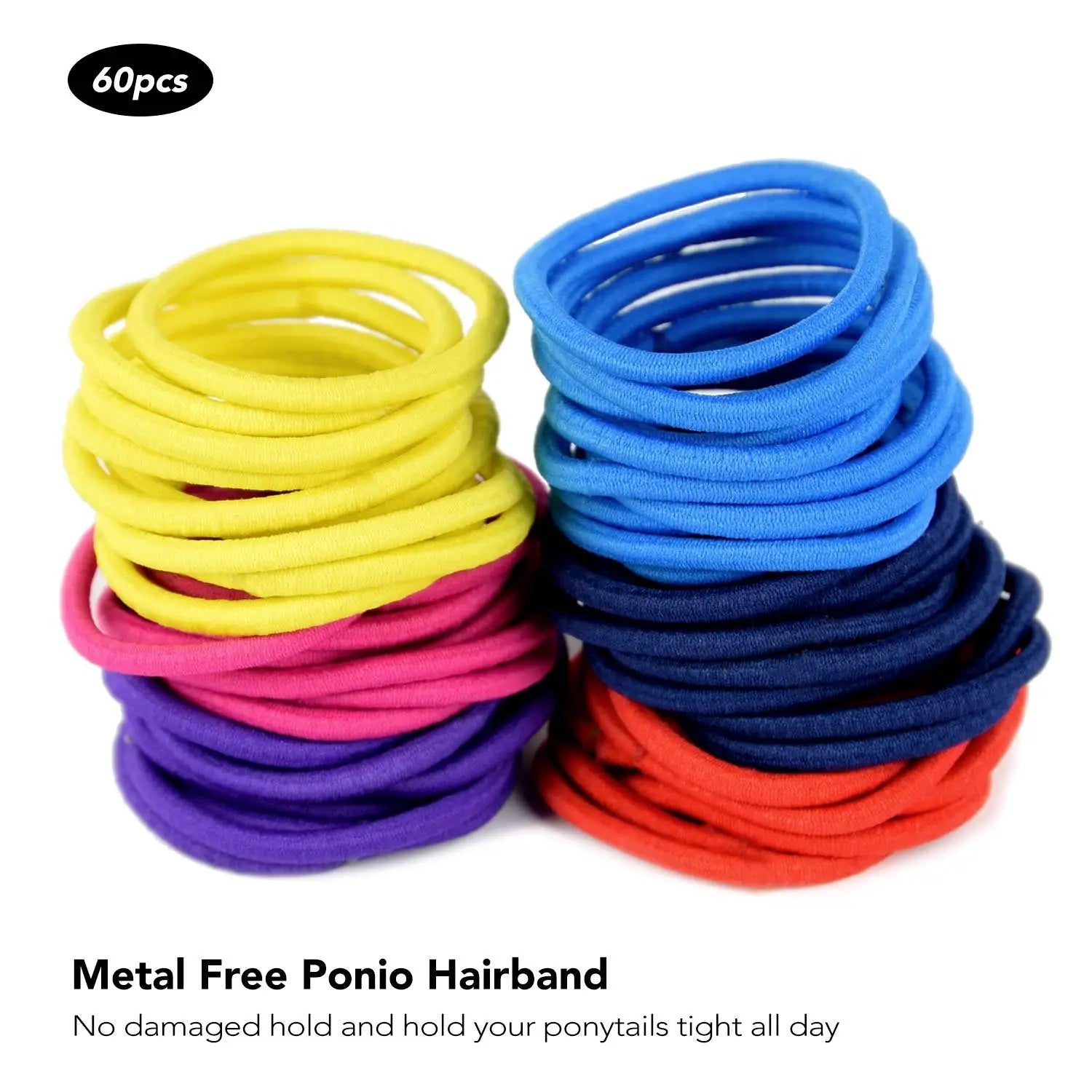 Colorful hair elastic bands for girls kids hair accessories, 60 pieces, 3mm soft elastic ponytail holders