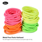 Neon color soft elastic hair ties set for women and girls, 50 pieces