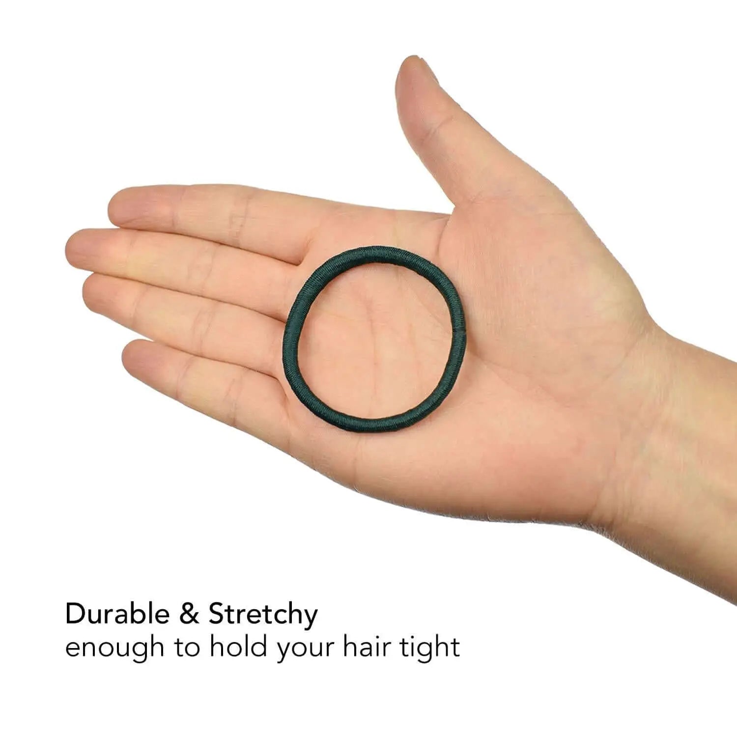 Green ring with ’drab & sty’ on 3mm soft elastic hair ties, ponytail holders - SEO-friendly alt text for product image