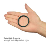 Green ring with ’drab & sty’ on 3mm soft elastic hair ties, ponytail holders - SEO-friendly alt text for product image