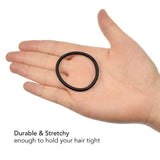 Hand holding black rubber ring - 3mm soft elastic hair ties, ponytail holders, 60 pieces