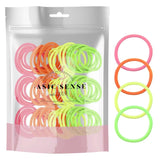 Assorted colored 3mm soft elastic hair rings in bag of 60 pieces