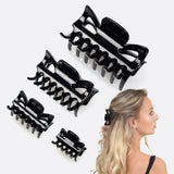 Essential Hair Claw Clips Set - Woman wearing black hair clips