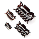 Essential hair claw clips set - brown plastic with black handles