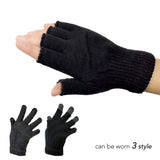4-Pair Pack black cotton blend fingerless gloves with hand