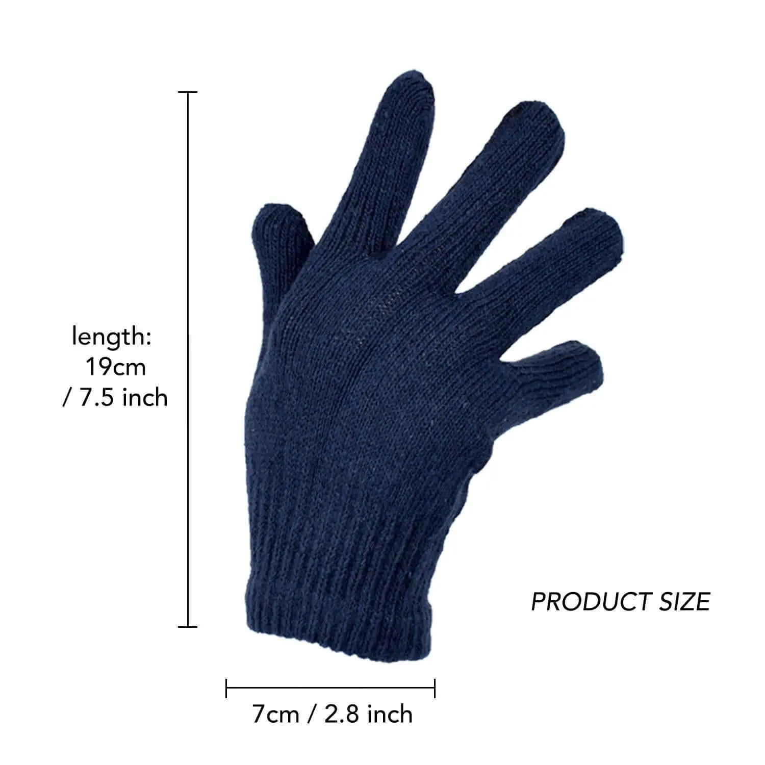 4-Pair Pack Navy Blue Knit Gloves - Cotton Blend