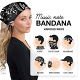 Woman wearing bandana with various hair types - 4-Piece Musical Clef Note Cotton Bandana Set