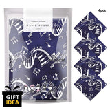 Navy blue and white musical notes napkins in 4-Piece Musical Clef Note Cotton Bandana Set