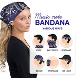 Close up of woman wearing a Musical Clef Note Cotton Bandana from 4-Piece Set