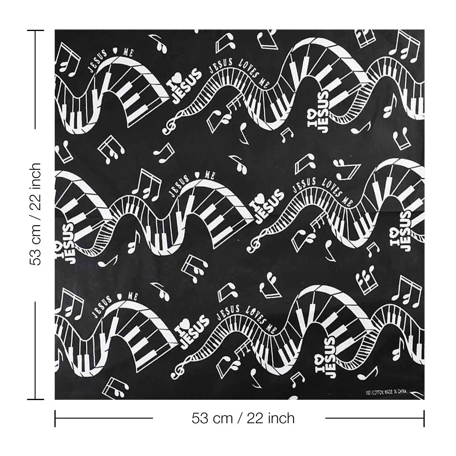 Black and white musical clef note patterned bandana set