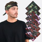 6-Pack Camouflage Military Bandana - Man in Black T-shirt and Headband