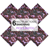6-Pack Purple and Black Camouflage Military Bandana - 100% Cotton