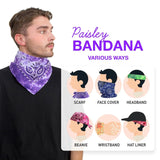 Man wearing 6-Pack Tie Dye Paisley Bandana with various bandanas
